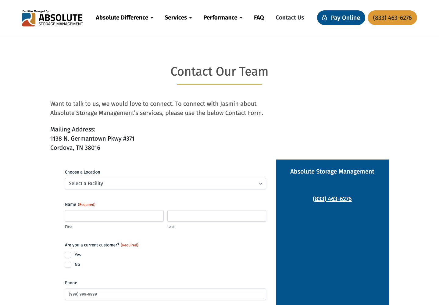 Absolute Storage Management official public support page used to verify this cancellation guide