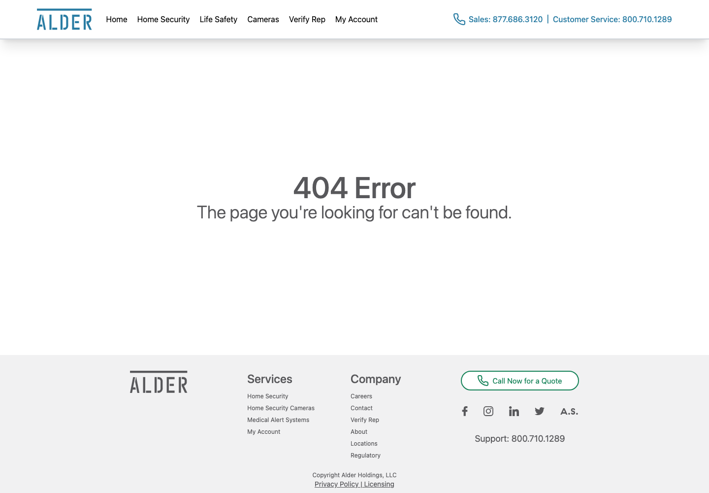 Alder Security official public support page used to verify this cancellation guide