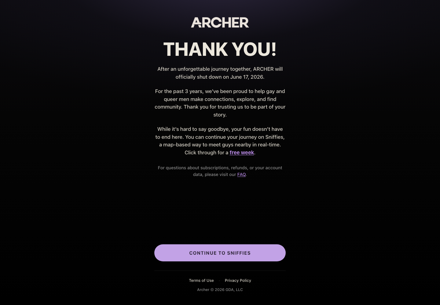 Archer Dating Premium official public support page used to verify this cancellation guide