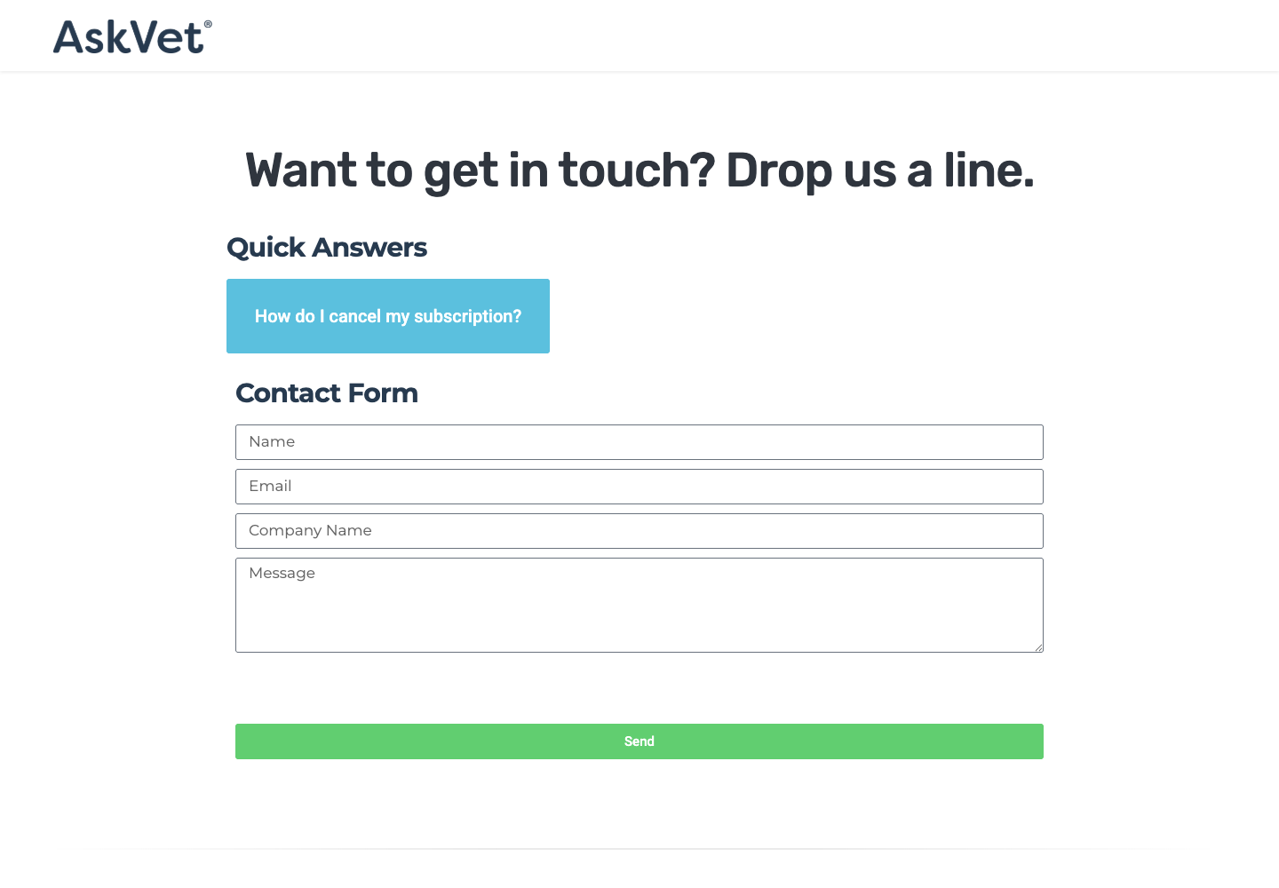 AskVet official public support page used to verify this cancellation guide
