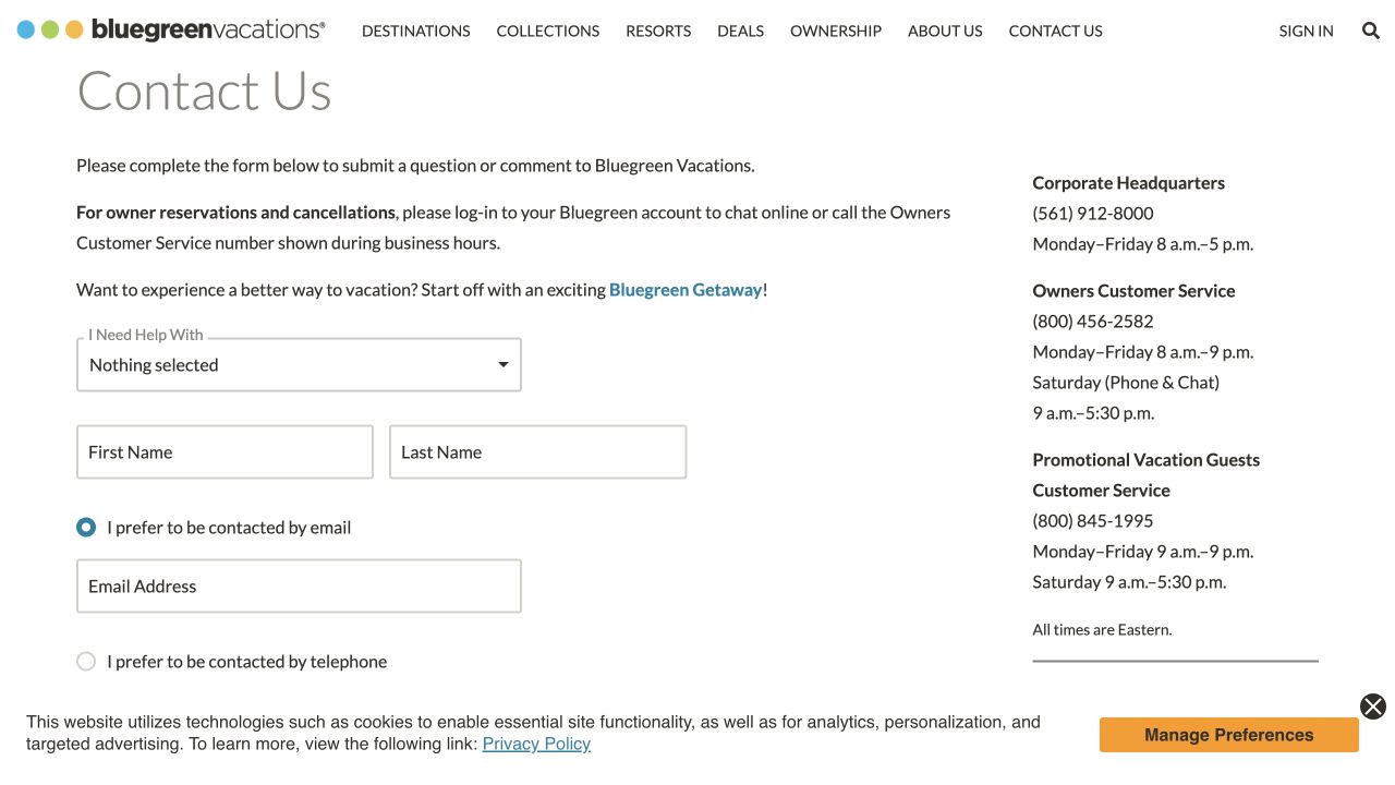 Bluegreen Vacations official owner cancellation contacts