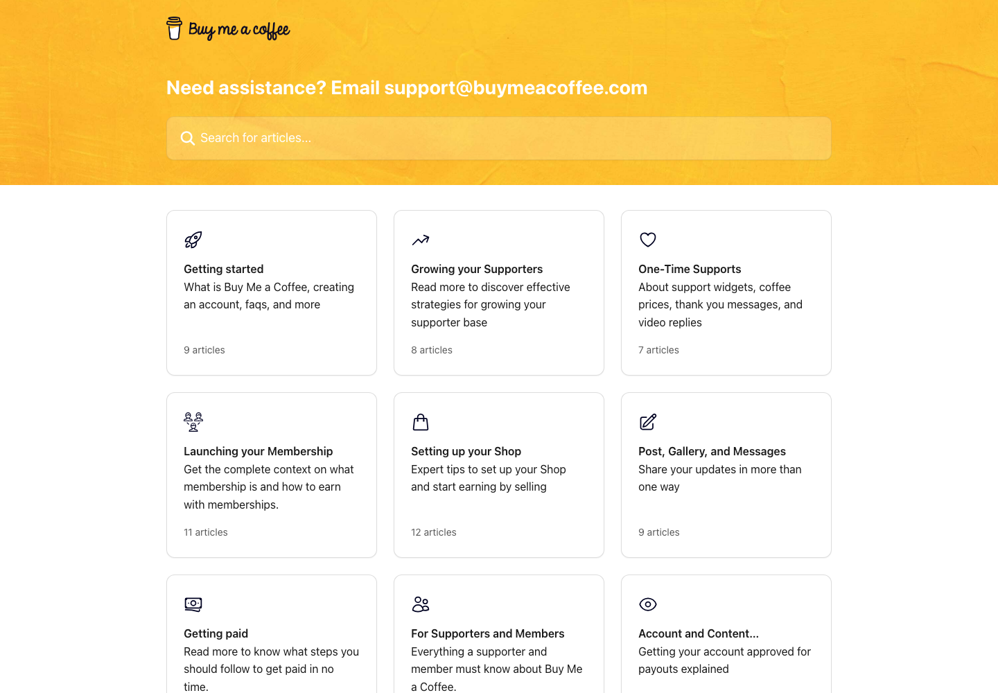 Buy Me a Coffee Membership official public support page used to verify this cancellation guide