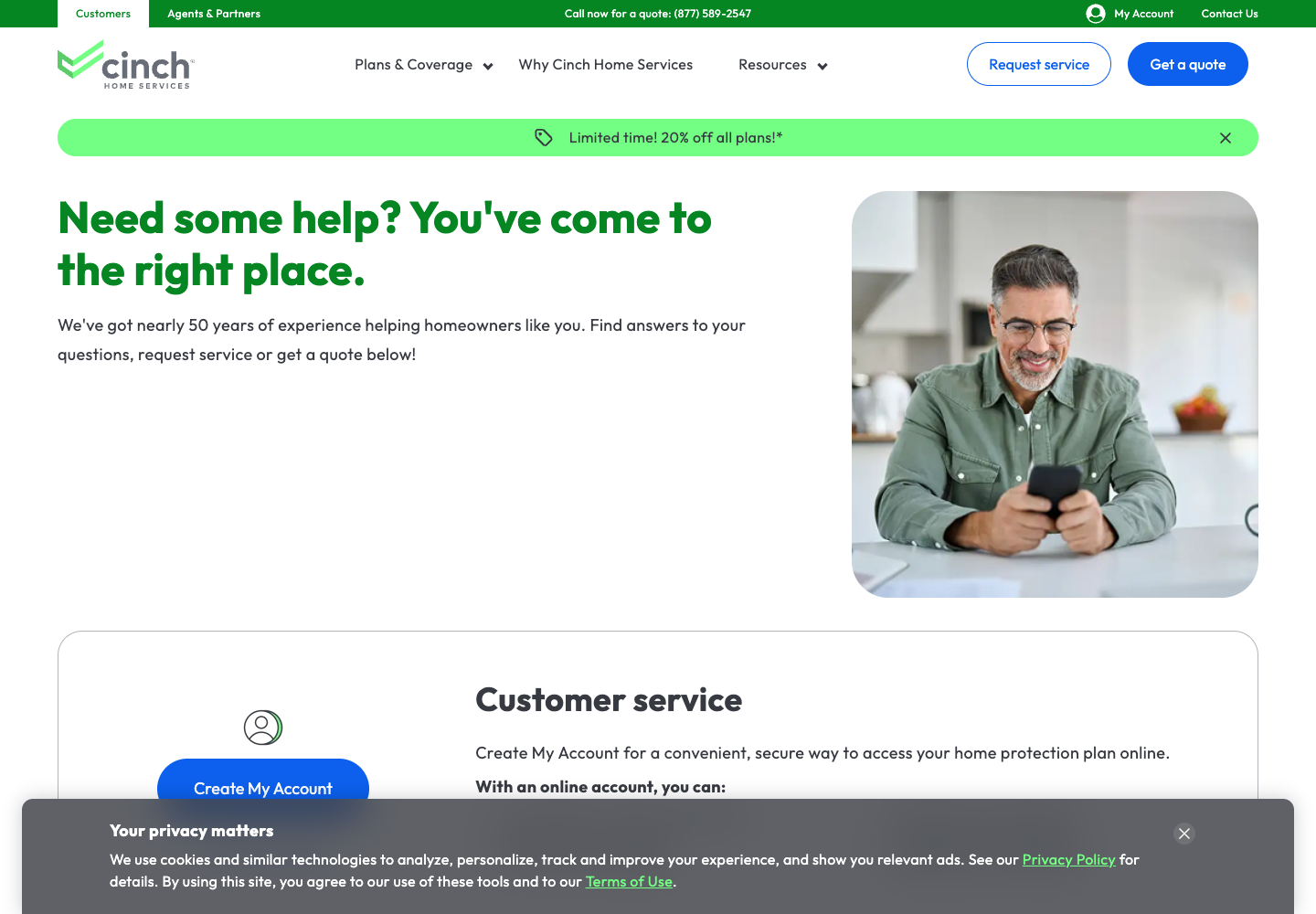 Cinch Home Services official cancellation or account-support information