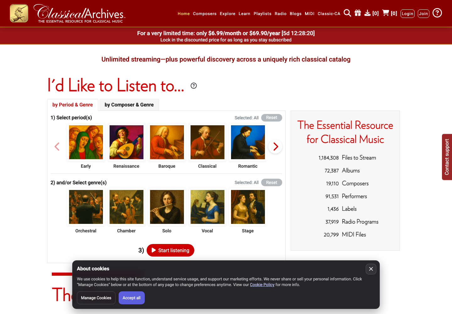 Classical Archives Subscription official public support page used to verify this cancellation guide