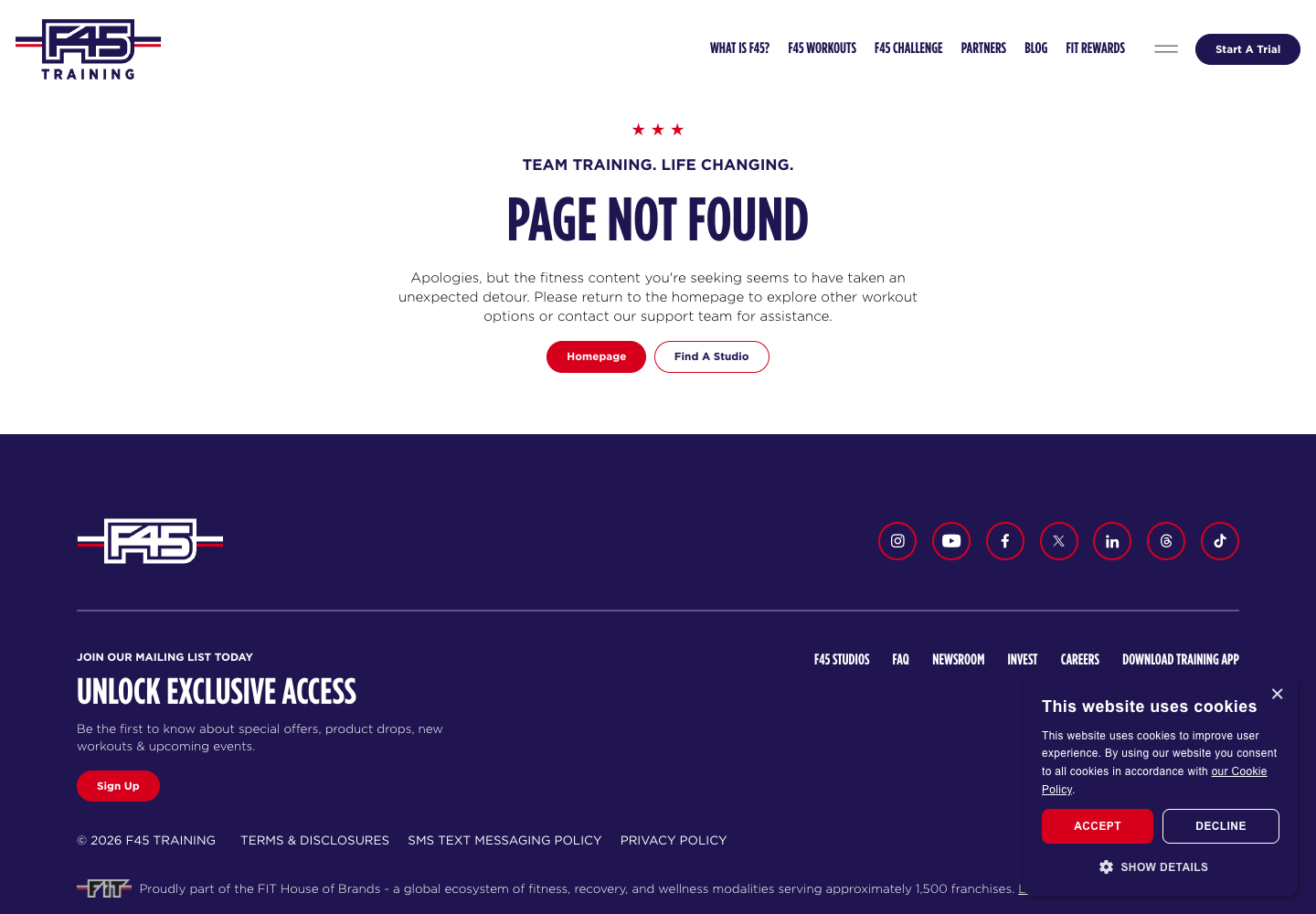 F45 Training official cancellation or account-support information