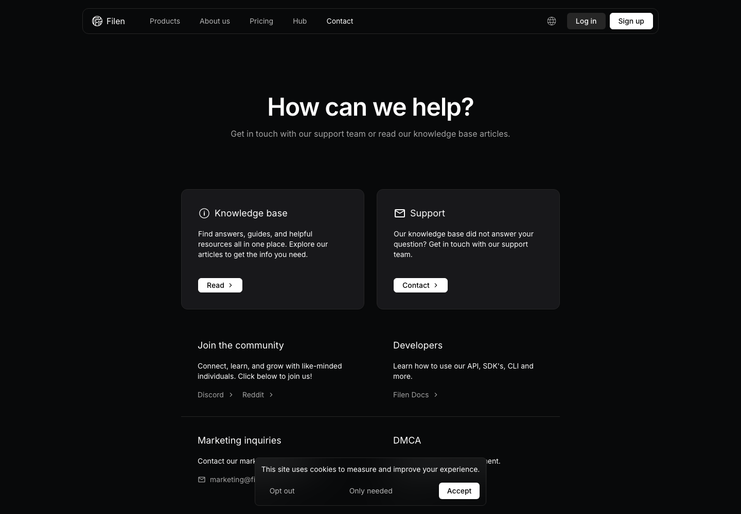 Filen Cloud Storage official public support page used to verify this cancellation guide