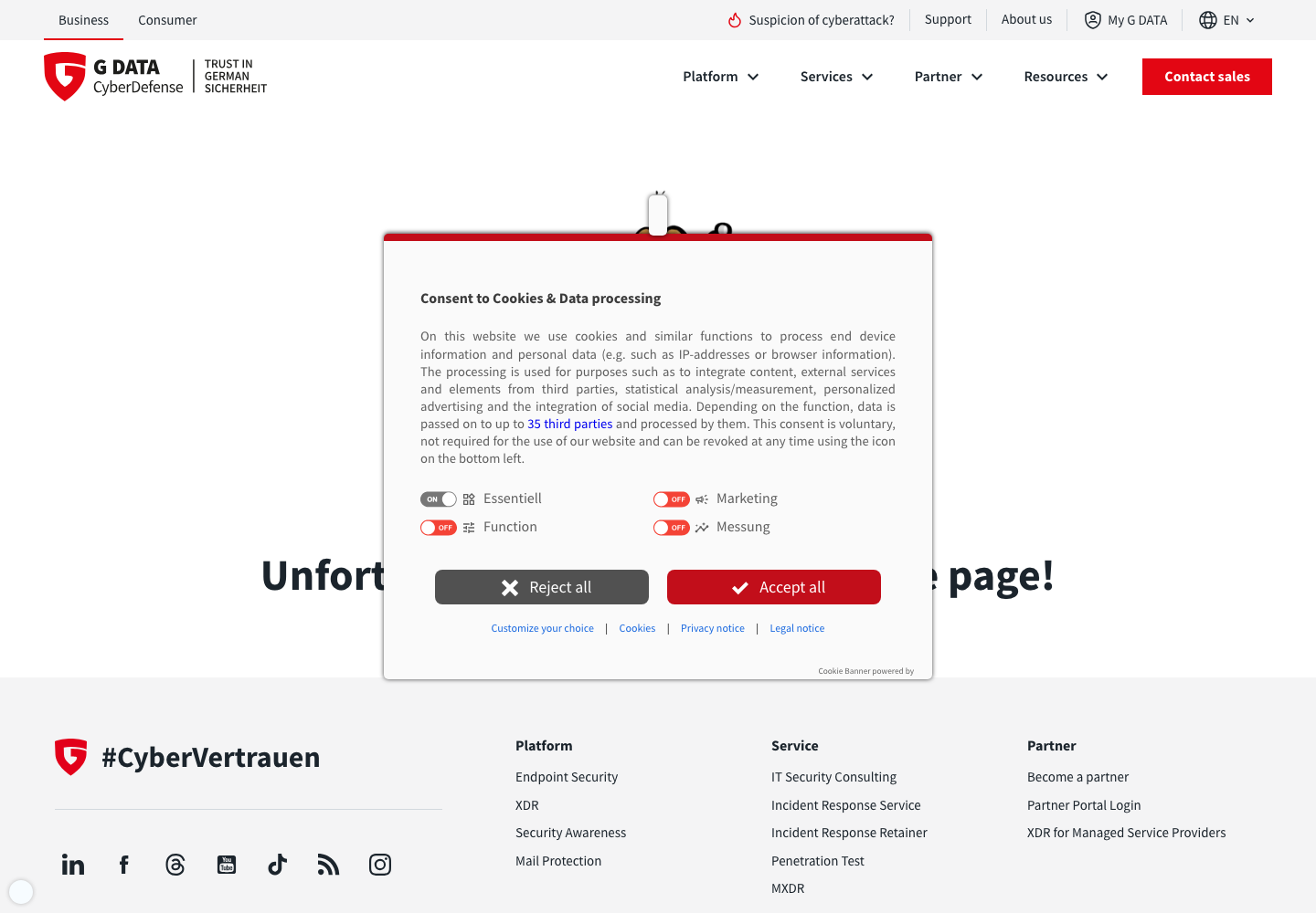 G DATA Total Security official public support page used to verify this cancellation guide
