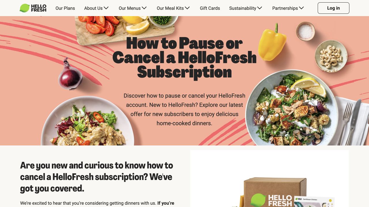 Official Hellofresh cancellation help page