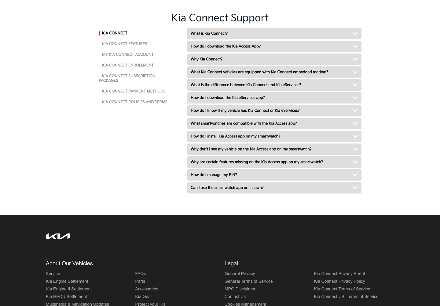 Kia Connect Ultimate official public support page used to verify this cancellation guide