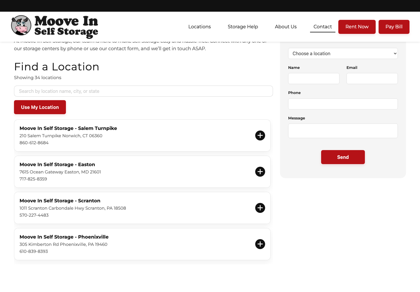 Moove In Self Storage official public support page used to verify this cancellation guide