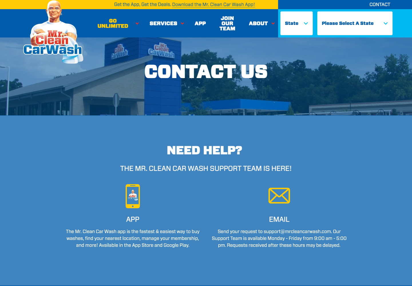 Mr. Clean Car Wash official public support page used to verify this cancellation guide