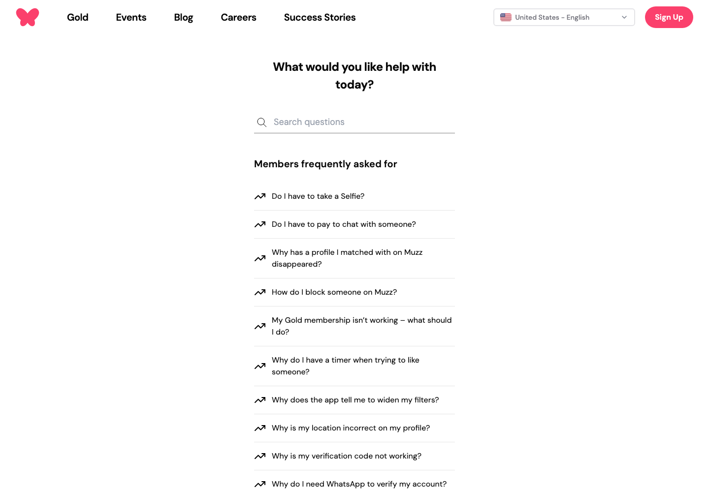 Muzz Gold official public support page used to verify this cancellation guide