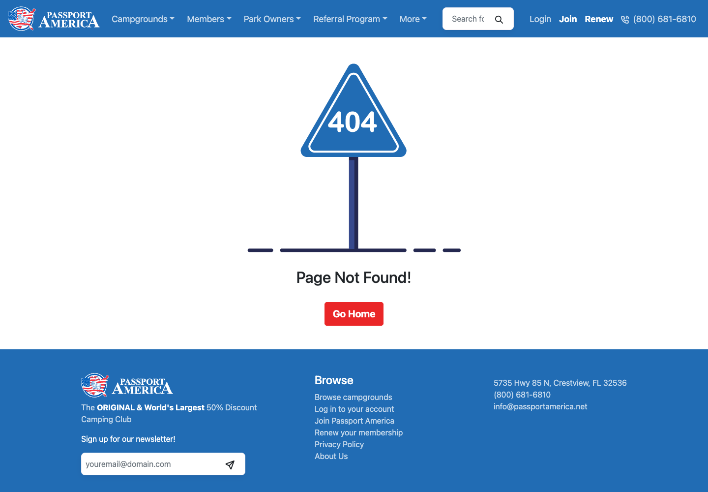 Passport America official public support page used to verify this cancellation guide
