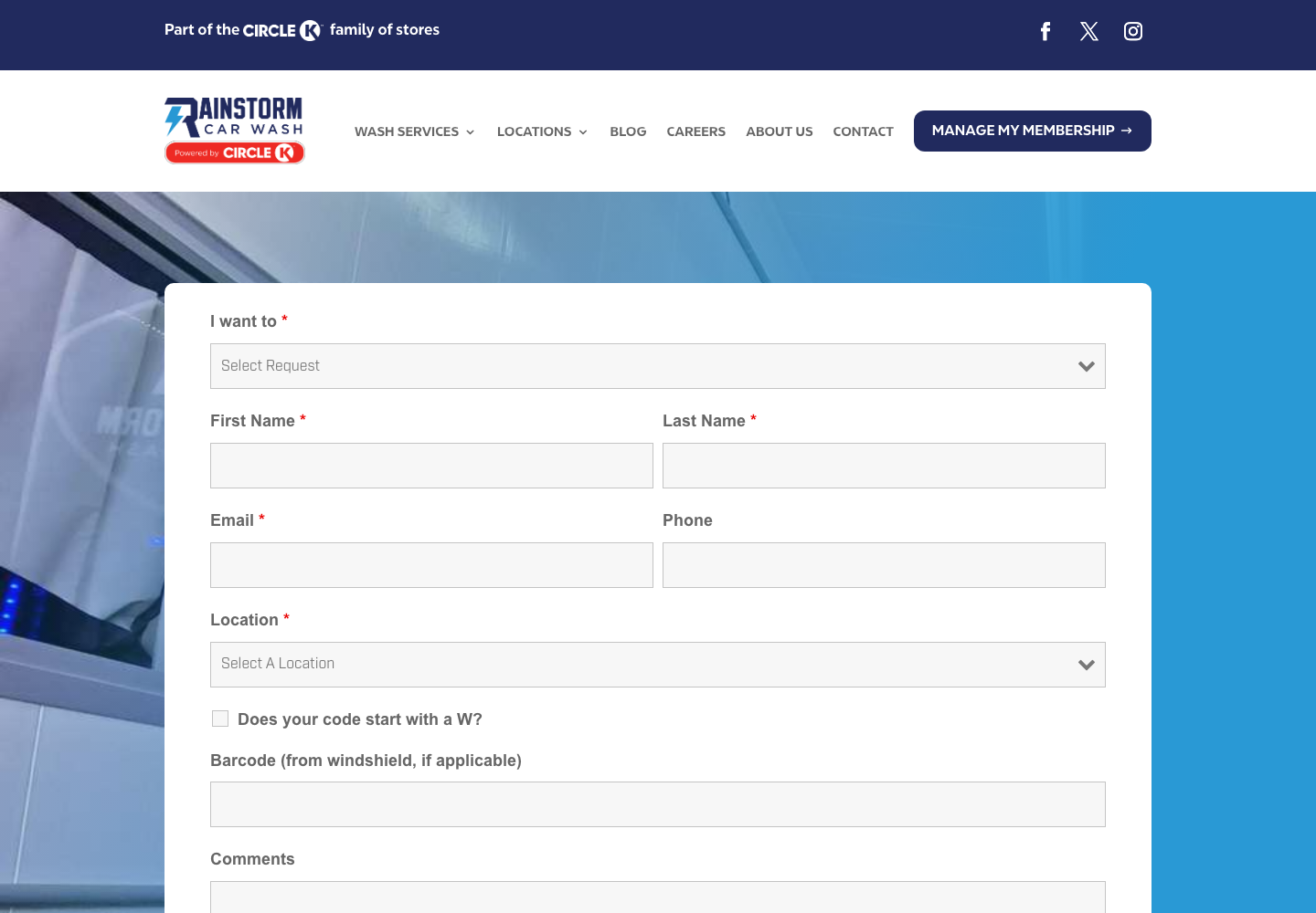 Rainstorm Car Wash official public support page used to verify this cancellation guide