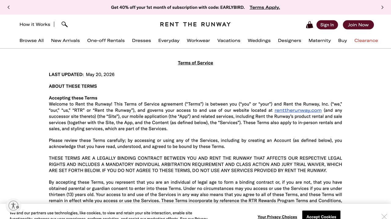 Rent the Runway official membership cancellation instructions