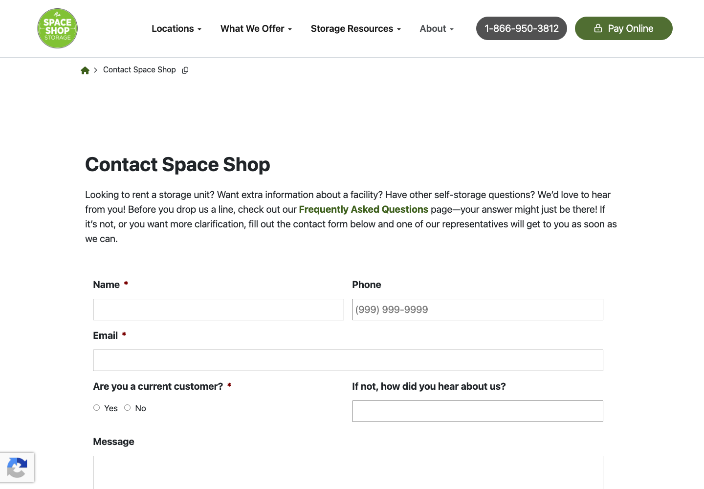The Space Shop Self Storage official public support page used to verify this cancellation guide