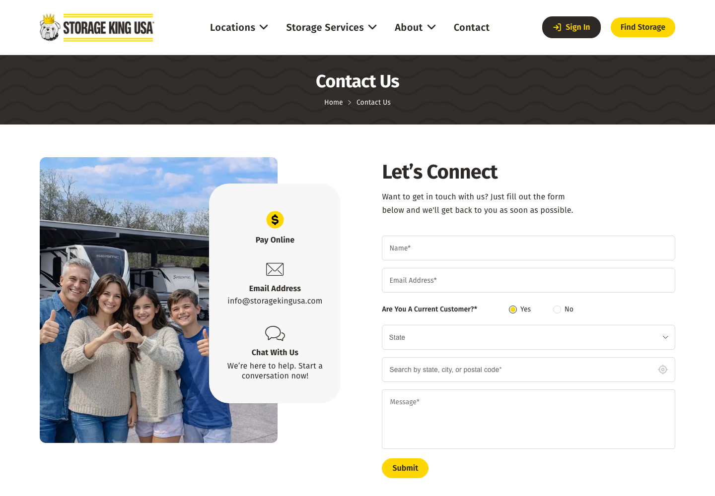 Storage King USA official public support page used to verify this cancellation guide