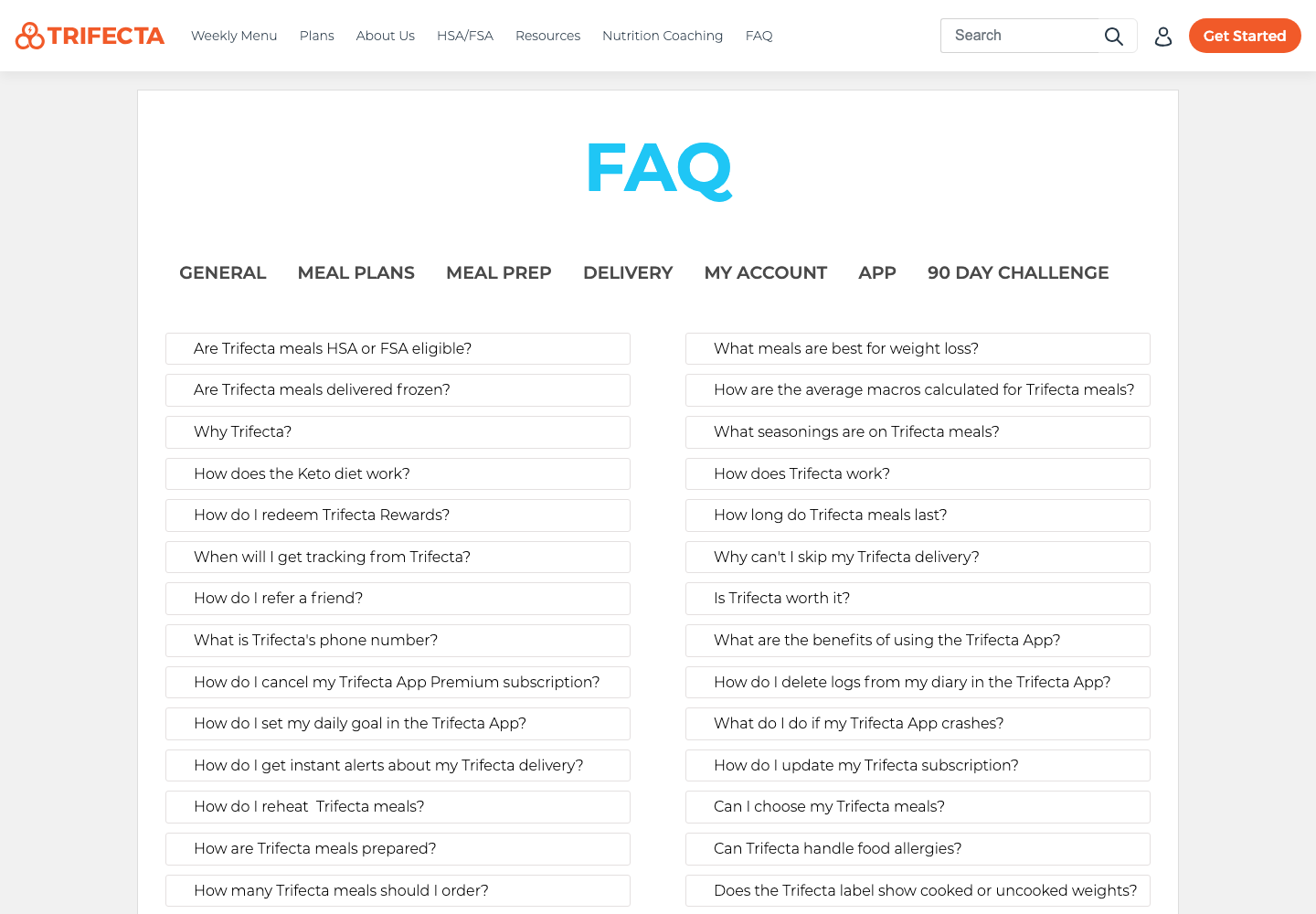 Trifecta Nutrition official public support page used to verify this cancellation guide