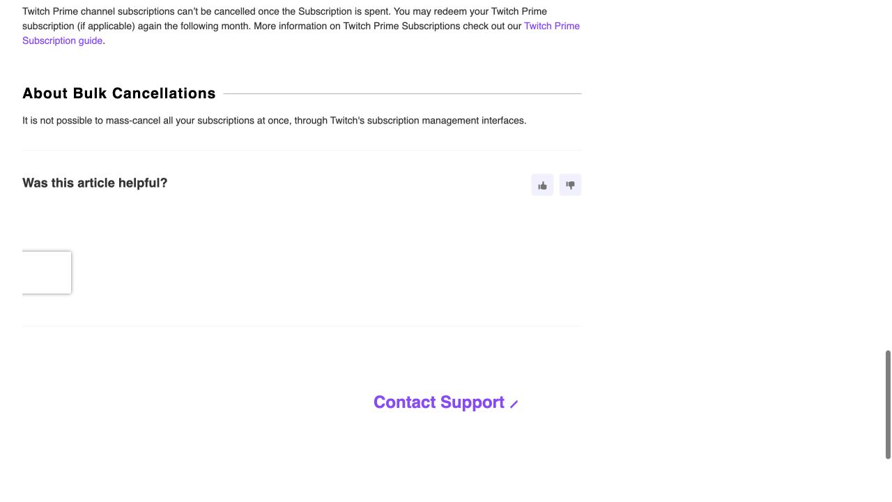Official Twitch Subscription cancellation help page