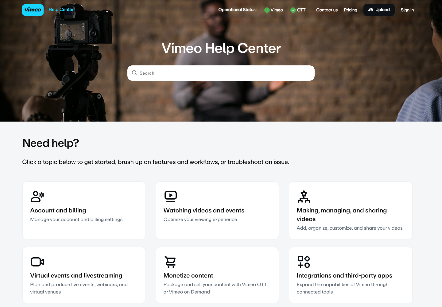 Vimeo Creator official public support page used to verify this cancellation guide