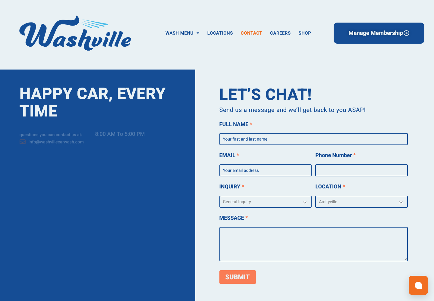 Washville Car Wash official public support page used to verify this cancellation guide