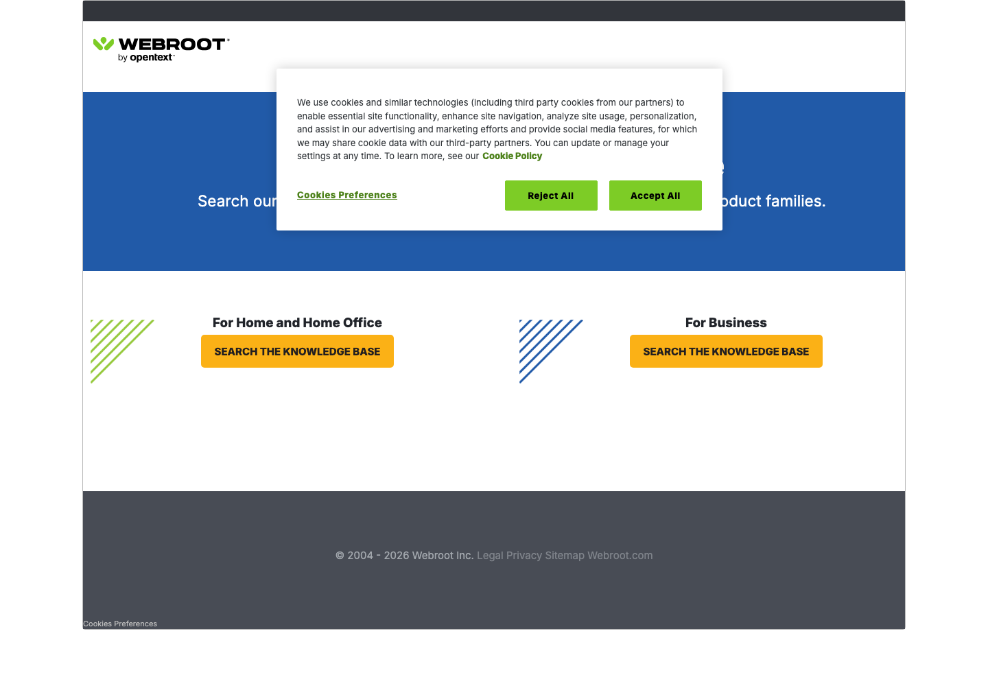 Webroot Complete official public support page used to verify this cancellation guide