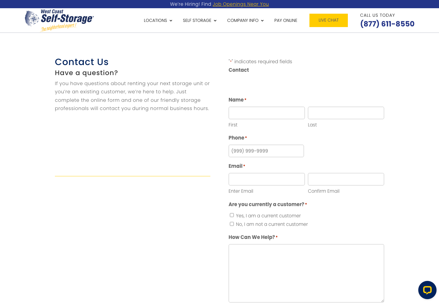 West Coast Self-Storage official public support page used to verify this cancellation guide