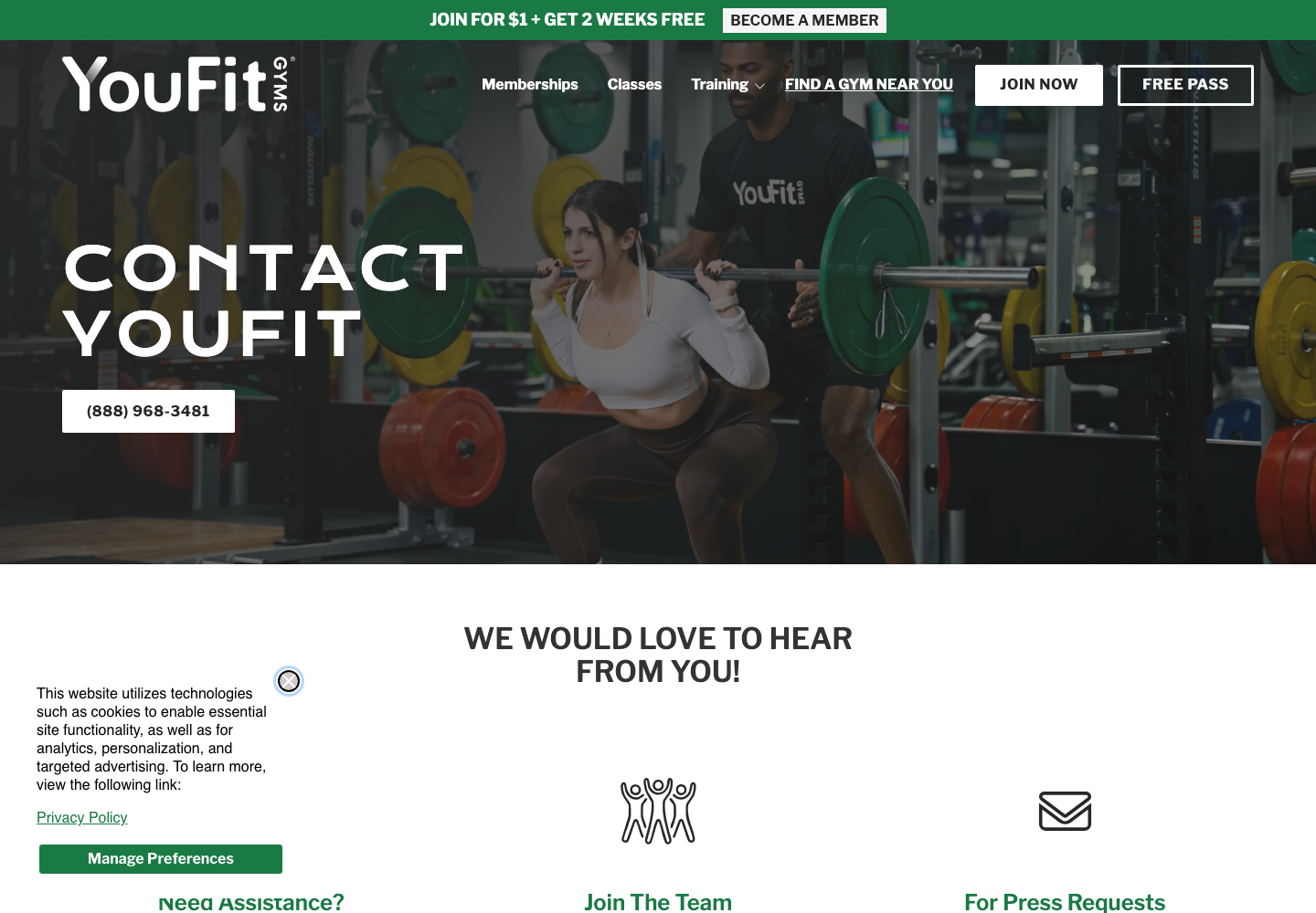 YouFit Gyms official public support page used to verify this cancellation guide
