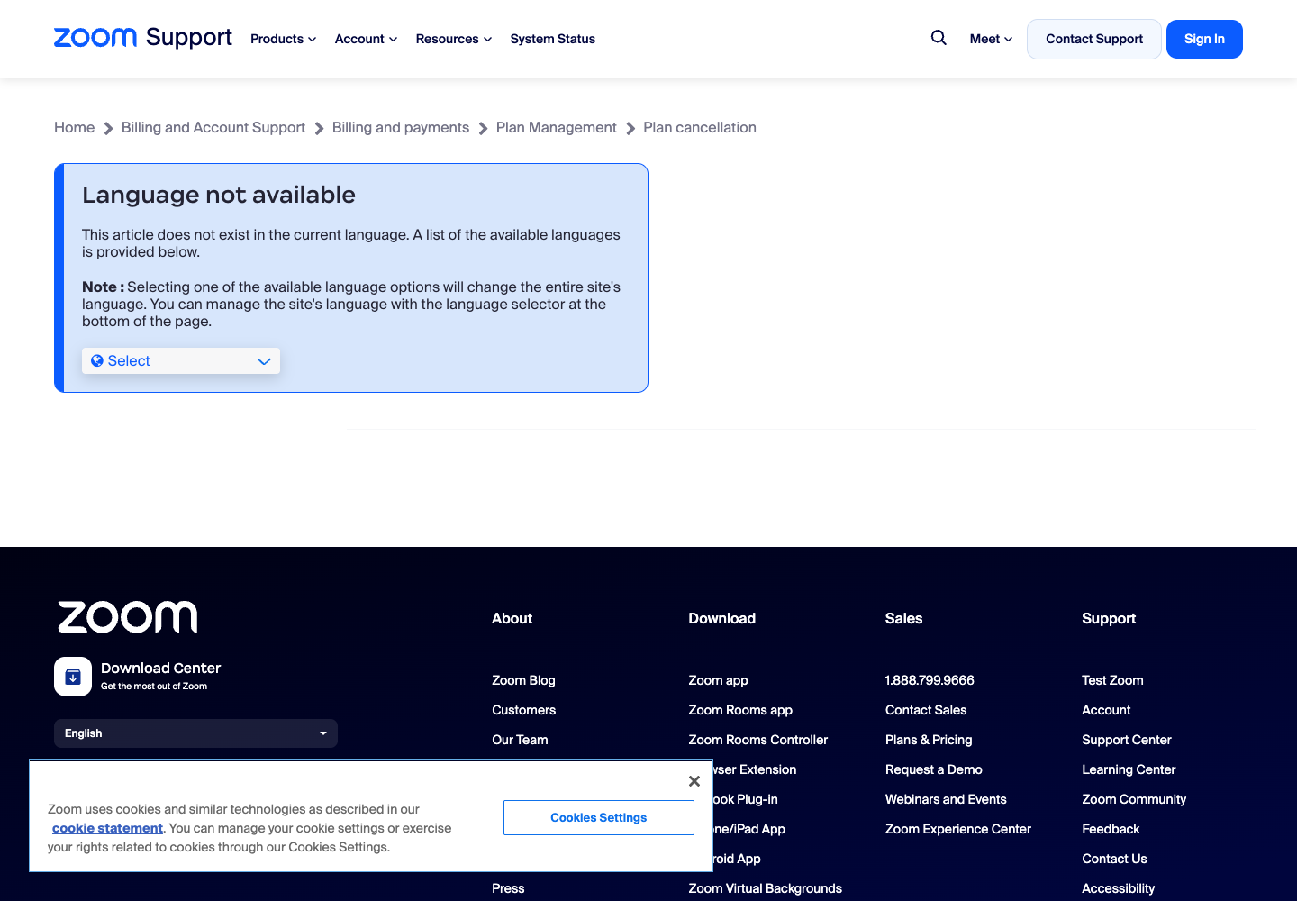 Zoom Pro official cancellation or account-support information
