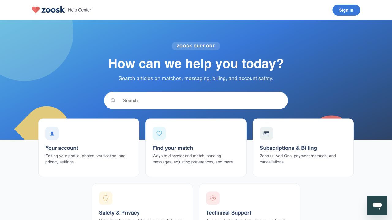 Zoosk official subscriptions and billing support route